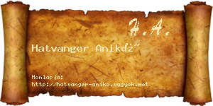 Hatvanger Anikó névjegykártya
